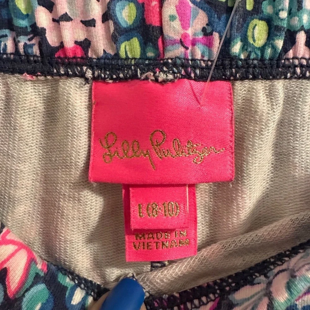 Lilly Pulitzer Girls Floral Print‎ Leggings Pink Blue Green Elastic Waist Pants